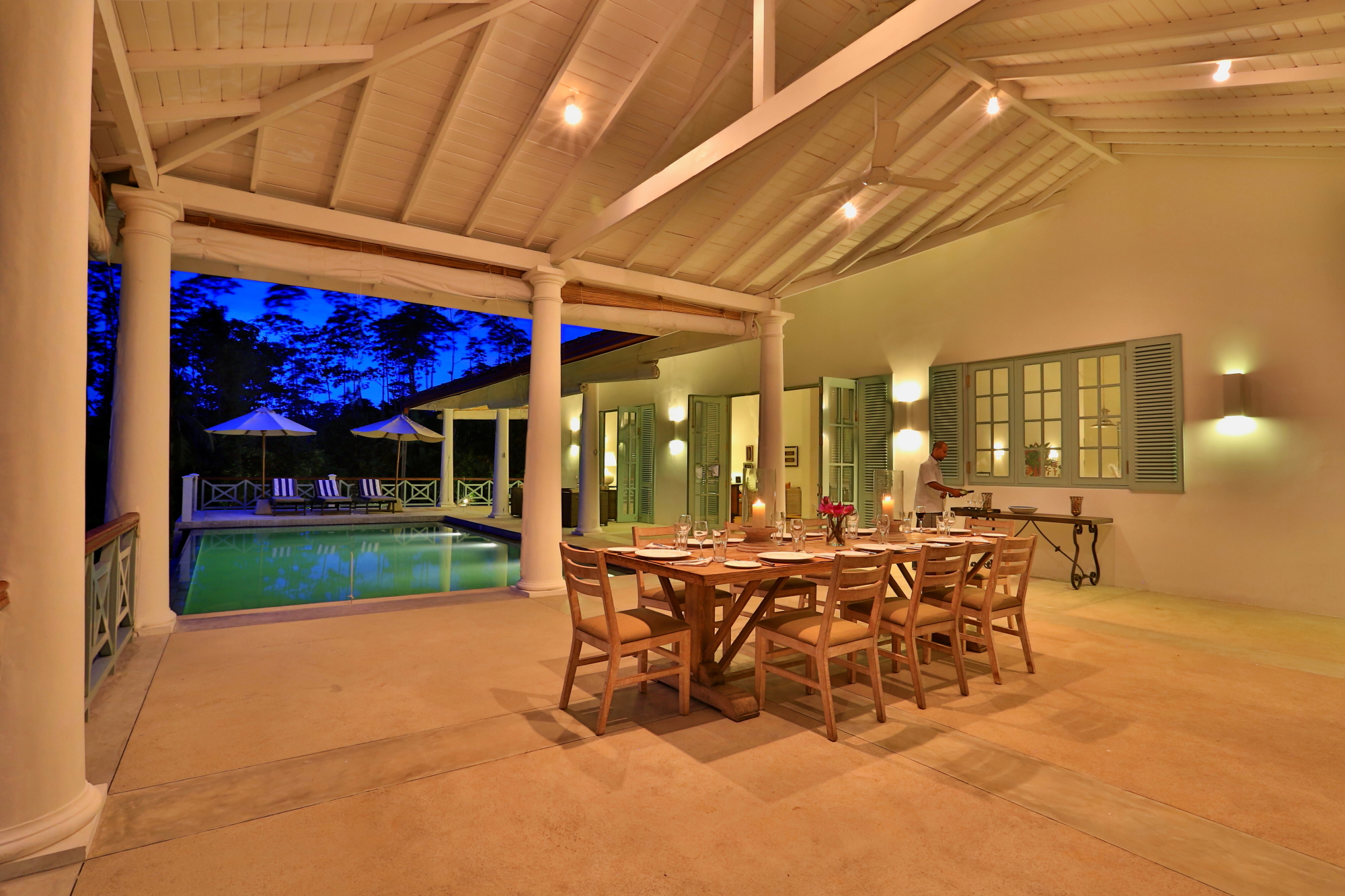 Dining area set for a shared meal.
